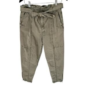 BLANK NYC Pants Womens 30 Green Paper Bag Cinch Waist High Rise Cropped